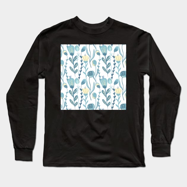 Elegant seamless pattern with flowers, vector illustration Long Sleeve T-Shirt by AnaMOMarques